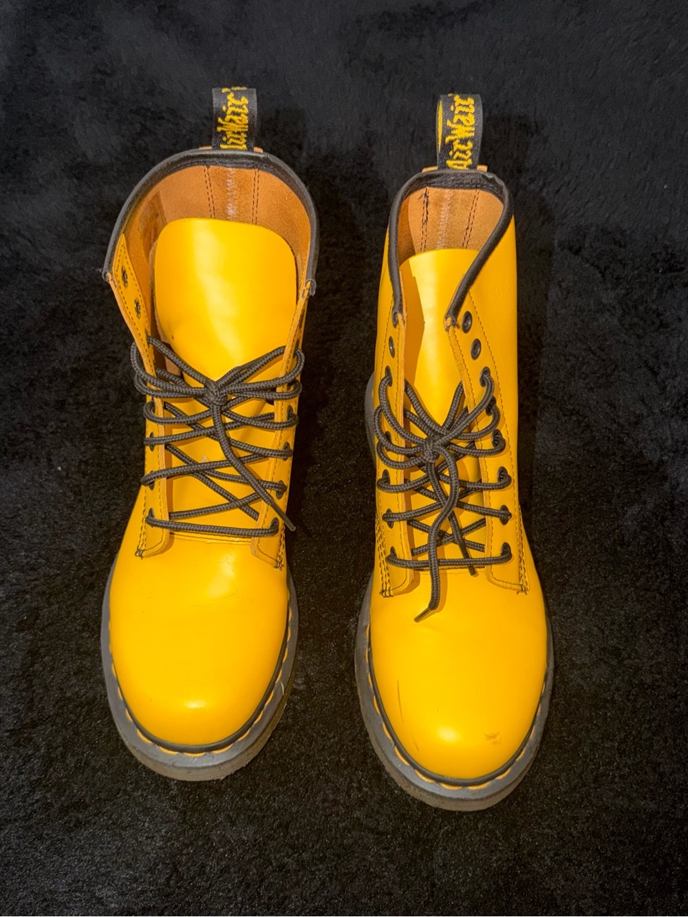Dr. Martens Yellow Leather Lace-Up Women's Boots